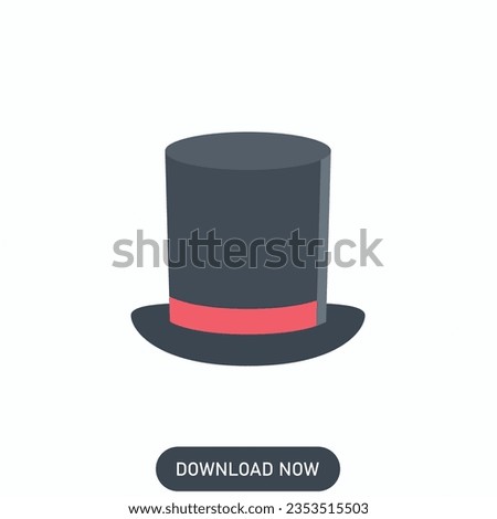 Cylinder hat, colored hat icon vector, isolated white background.
