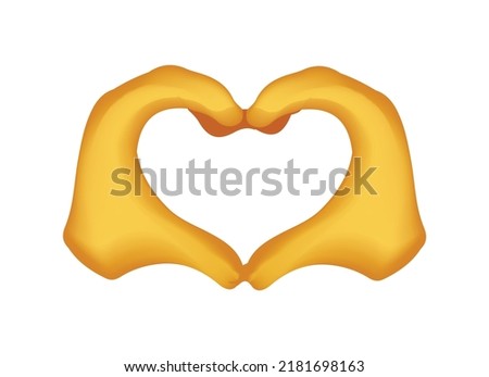 hand love logo symbol isolated white background vector hands yellow cartoon heart emoticons comment social media chat friend reactions, icon template element emoji character message