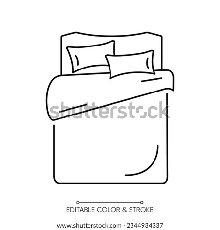 King Bed Line Icon | Sleeping bed illustration, clipart