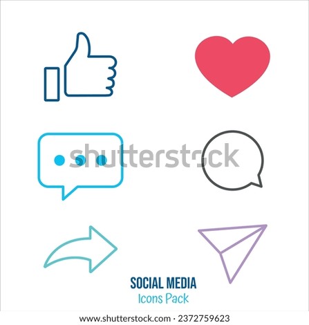 Social Media Reaction Icon Set | Like, comment, share, love react 