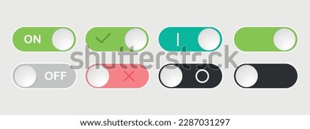 Multiple choices Flat icon On and Off Toggle switch button for UI UX vector format