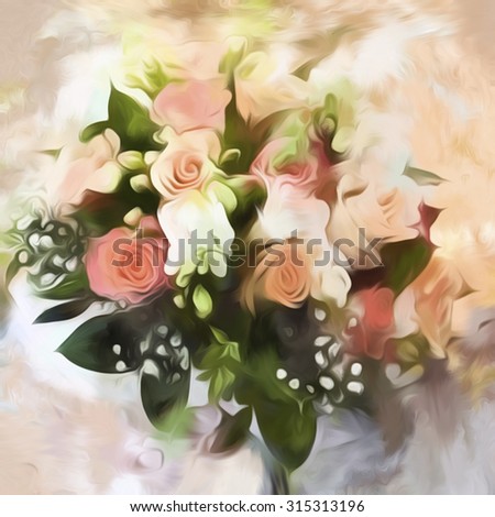 Stylized  floral picture - bouquet for invitation, card, wedding, wallpaper, decoration, cloth, material, textile, dishes
