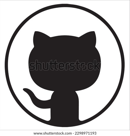 Cat icon in a flat style. GitHub logo symbol icon sign on a white background. Vector illustration.