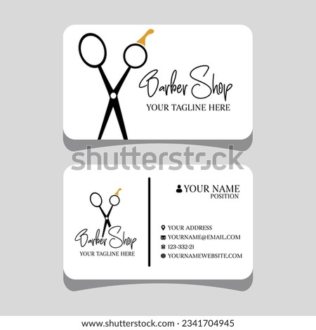 vector Barber shop business card and men's salon or barber shop logo black and white and Barber Shop business card and logo barber black and white men salon business card