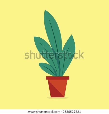 Home and Office Potted plant vector illustration design with off white background or plant illustration with green leaves 