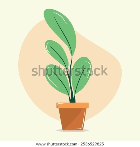 plant illustration with green leaves or Home and Office Potted plant vector illustration design with off white background 