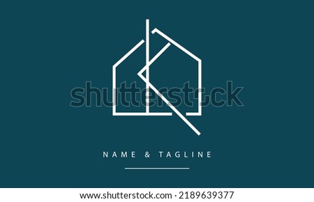 A line art icon logo of a house or home with letter K Stok fotoğraf © 