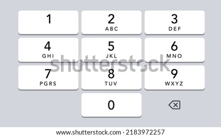 Smartphone keypad. Mobile phone white screen keypad entry set. Vector isolated mockup for cell phone. Light buttons with numbers for device vector illustration.