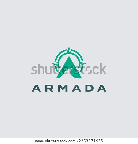 letter A for ARMADA SHIP logo design