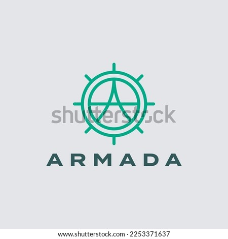 letter A for ARMADA SHIP logo design