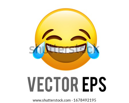 The isolated vector yellow face lol laugh and blue crying tear emoji icon