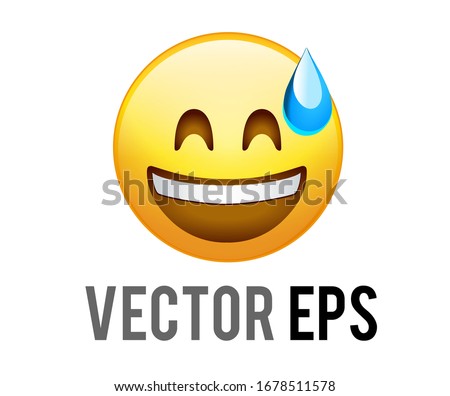 The Isolated vector gradient yellow careless face flat emoji icon with blue sweat