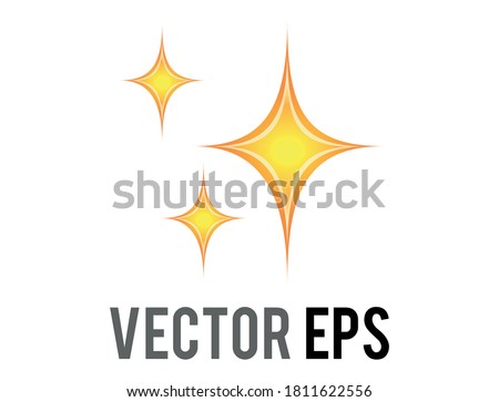 The isolated vector glittering flashes of sparkles emoji icon, yellow four point stars icon, indicate love, happiness; beauty, gratitude and excitement