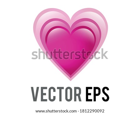 The isolated vector glossy pink love glowing heart emoji icon, Intended to give impression of heart increasing in size