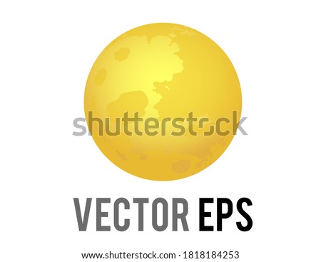 The isolated vector golden yellow full moon emoji icon, Depicts as a full, cratered disc, completely illuminated by sun