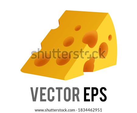 The isolated vector wedge of yellow orange cheese icon with holes