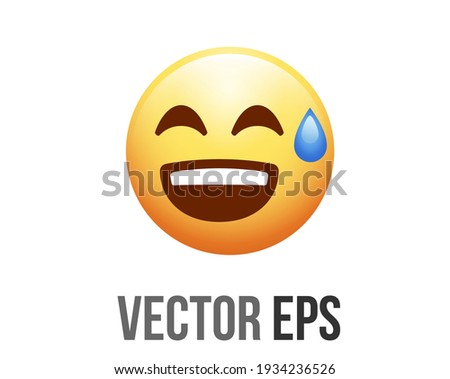The Isolated vector gradient yellow careless face flat icon with blue sweat