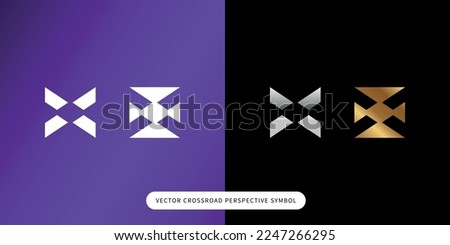 Vector crossroad on a perspective, isometric view for logo design or used as symbol o icon.