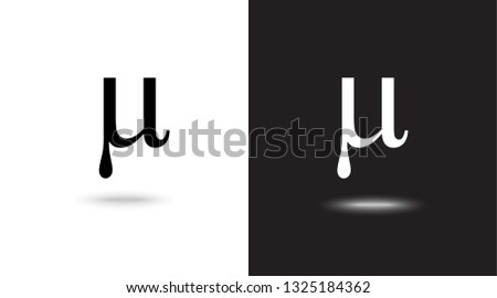 Vector sign Mu on black and white background