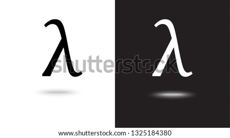 Greek letter lambda symbol on black and white background