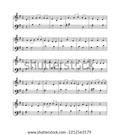 Abstract music sheet on white, seamless pattern