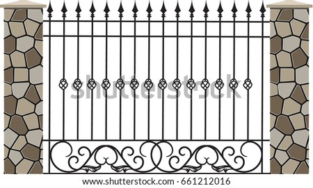 modern vector wrought fence