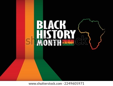 Black history month vector illustration with white text isolated on black background.