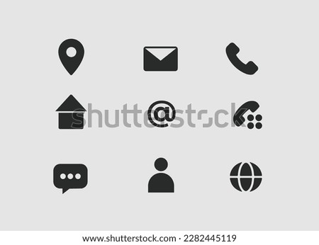 Contact infos icons join me vector logo for cv curriculum vitae portfolio web site pictogram isolated simple symbol information phone language mail user email interface social media sign business set