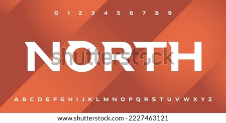 North Modern abstract digital tech font. Logo creative font, type, technology, movie, digital, music, movie. Font and illustration in vector format.