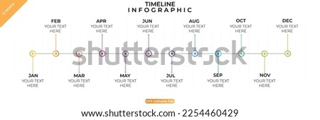 Timeline infographic. Business Infographic template. 12 Months Timeline diagram with 12 steps and calendar icon. Presentation in vector format.