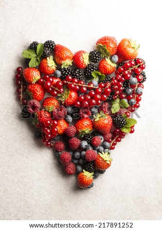soft fruits in the shape of heart