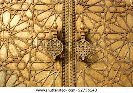 main golden gates of royal palace in marrakesh, morocco