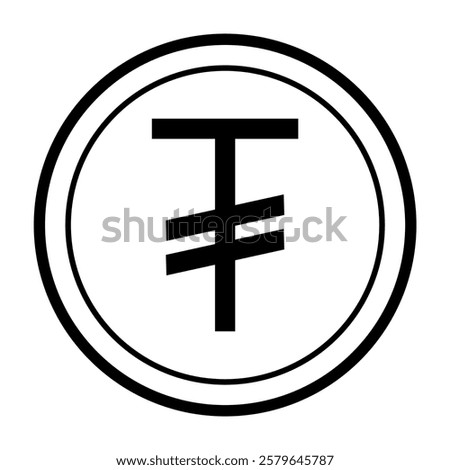 Nice black and white Mongolian tugrik currency logo, cool and simple