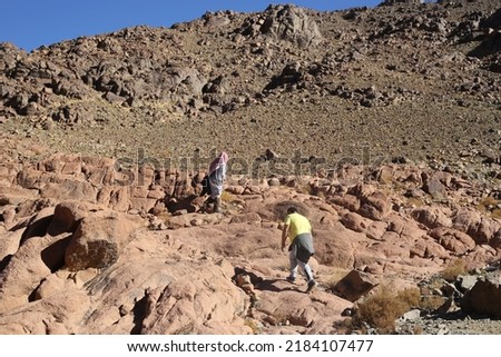 Climbing in the city of Saint Catherine in South Sinai, the Mount of Transfiguration or the rammed mountain, that mountain on which the Lord of Glory was transfigured upon the Prophet of God, Moses. Сток-фото © 