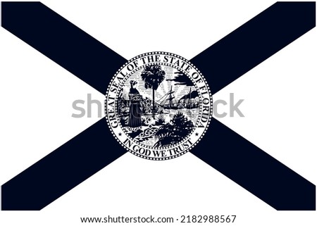 State flag of Florida in black and white colors. Vector illustration