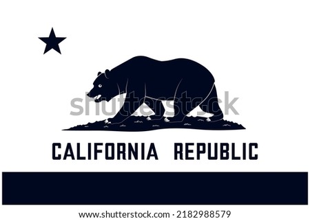 State flag of California in black and white colors. Vector illustration
