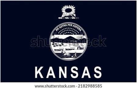 State flag of Kansas in black and white colors. Vector illustration