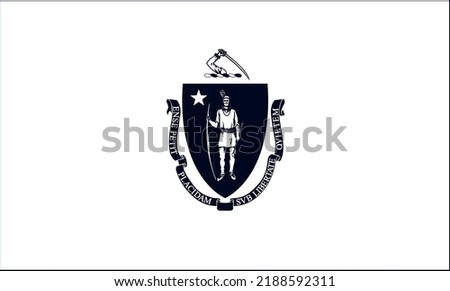 State flag of Massachusetts in black and white colors. Vector illustration