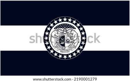 State flag of Missouri in black and white colors. Vector illustration