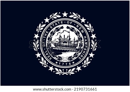 State flag of New Hampshire in black and white colors. Vector illustration
