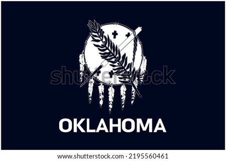 State flag of Oklahoma in black and white colors. Vector illustration