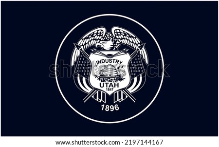 State flag of Utah in black and white colors. Vector illustration