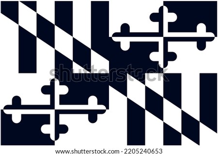 State flag of Maryland in black and white colors. Vector illustration
