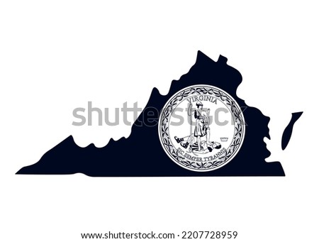 Map of the state of Virginia with its official flag. Map of the US state isolated on white background. Vector illustration