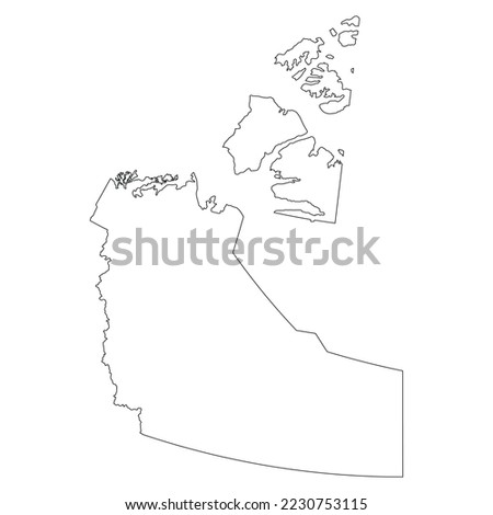 Map of the Northwest Territories of Canada in white color isolated on white background. Vector illustration