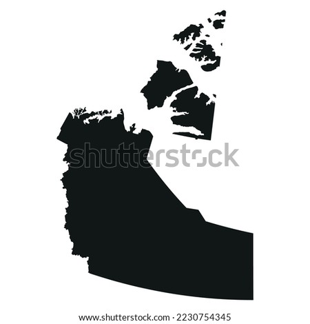 The map of the Northwest Territories in black color isolated on white background. Vector illustration