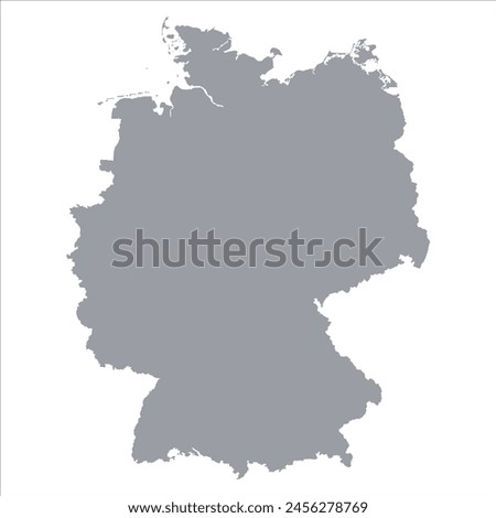 Grey map of Germany isolated on white background. Vector illustration