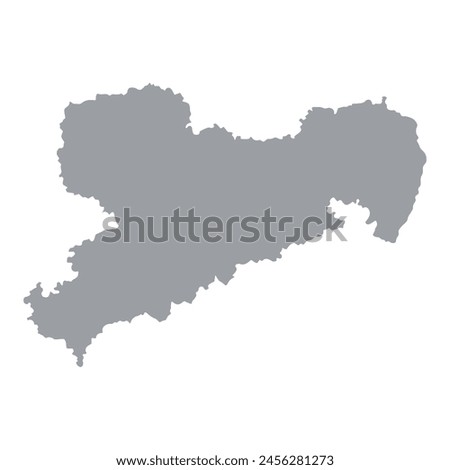 Grey map of Saxony isolated on white background. Vector illustration