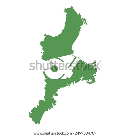 Map of Mie prefecture with its official flag isolated on white background. Vector illustration