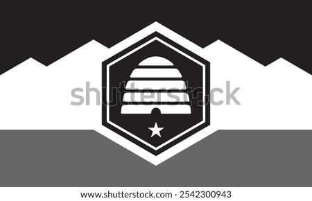 The official flag of the Utah state in white and black colors. Vector illustration